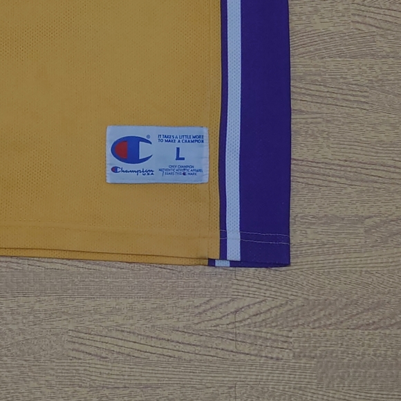 Vintage Shaquille O'Neil LA Lakers Champion Jersey Yellow Purple #34 Large - Picture 4 of 12